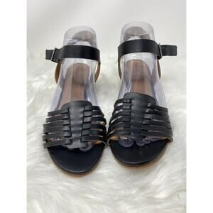 Susina Sandal Wedge Terra Black Leather 8.5M NWOB